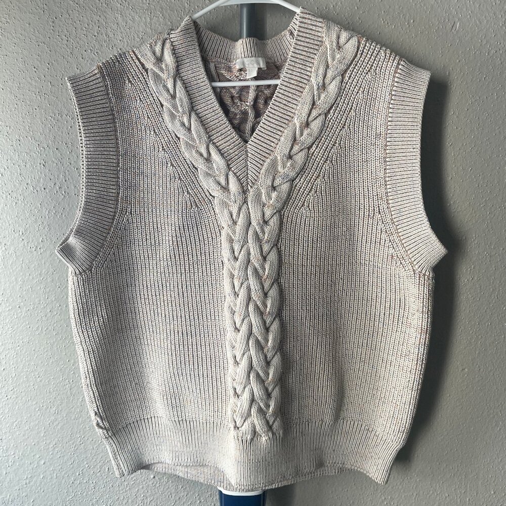 COS Cotton Sweater Vest Grey Loose Fit Size L